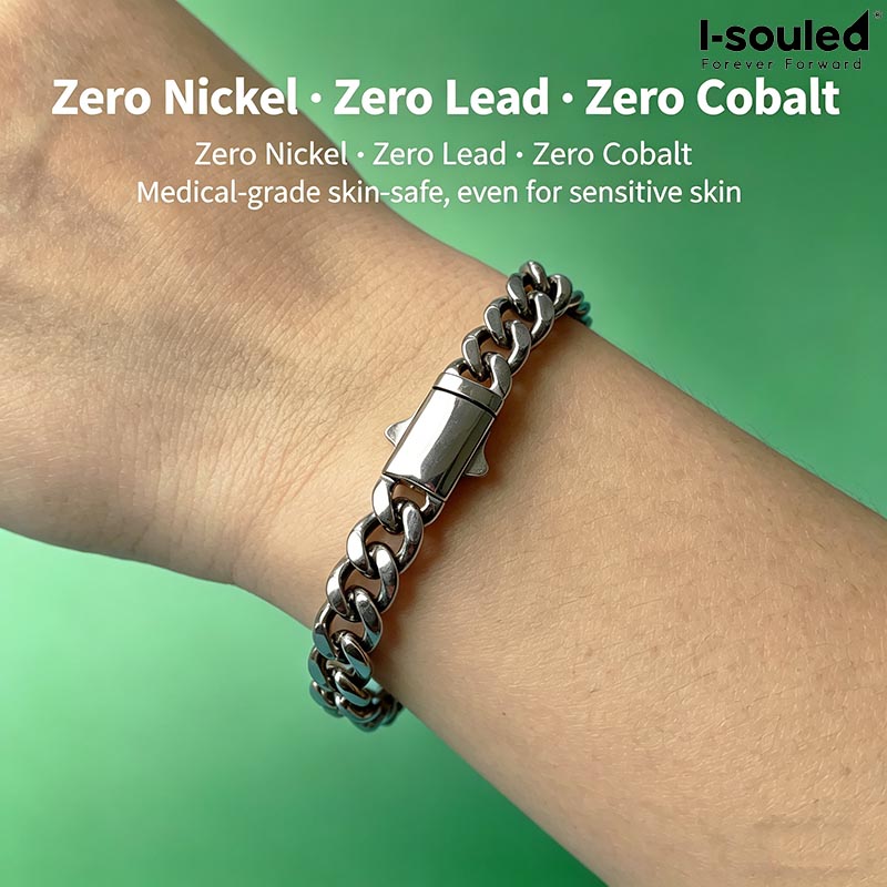 Ceramic Link Bracelet - 7mm Titanium Cuban Link Chain Bracelet
