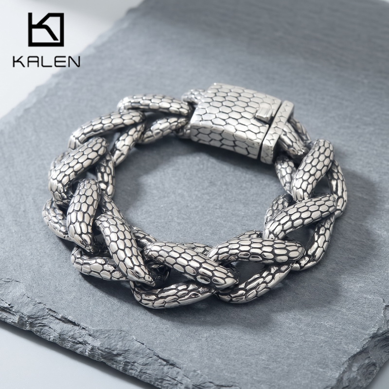 Ceramic Link Bracelet - Kalen Snake Skin Cuban Link Men's