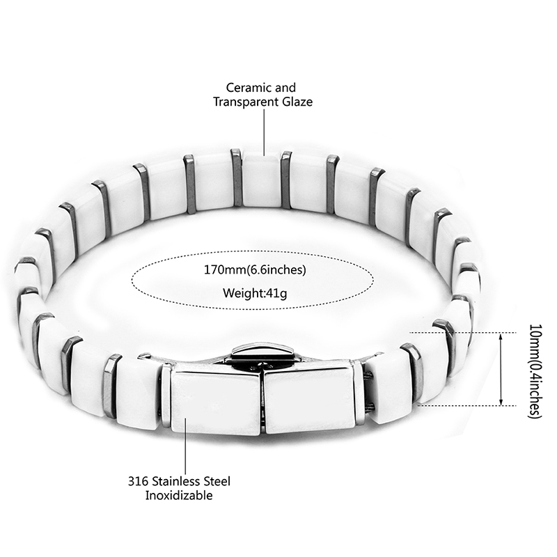 White Black Men Health Bracele - Ceramic Link Bracelet 评论和价格