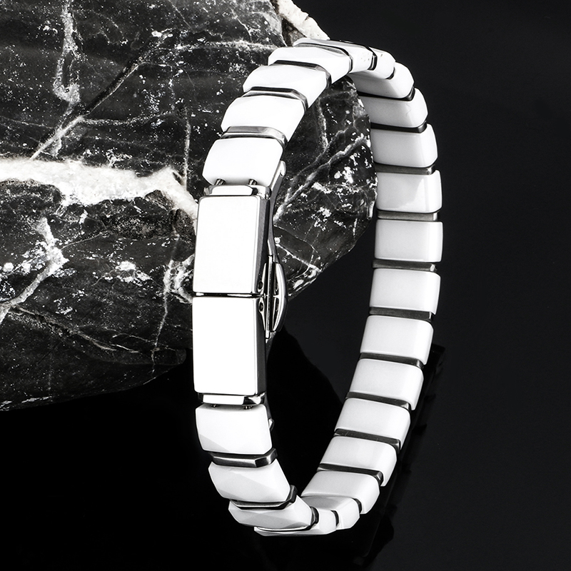 White Black Men Health Bracele - Ceramic Link Bracelet 评论和价格