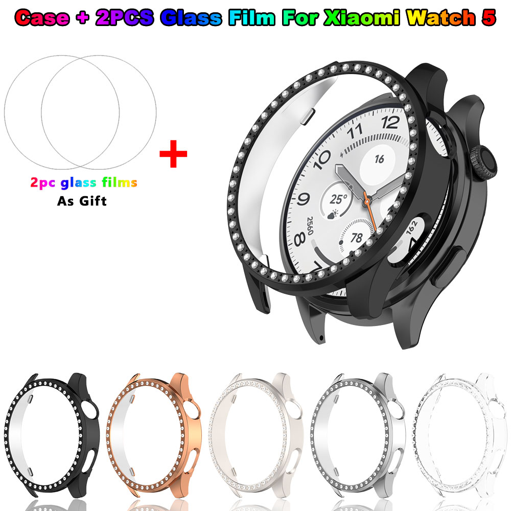 Bling PC Case + Glass Film For - Xiaomi Smartwatch Accessories 评论和价格