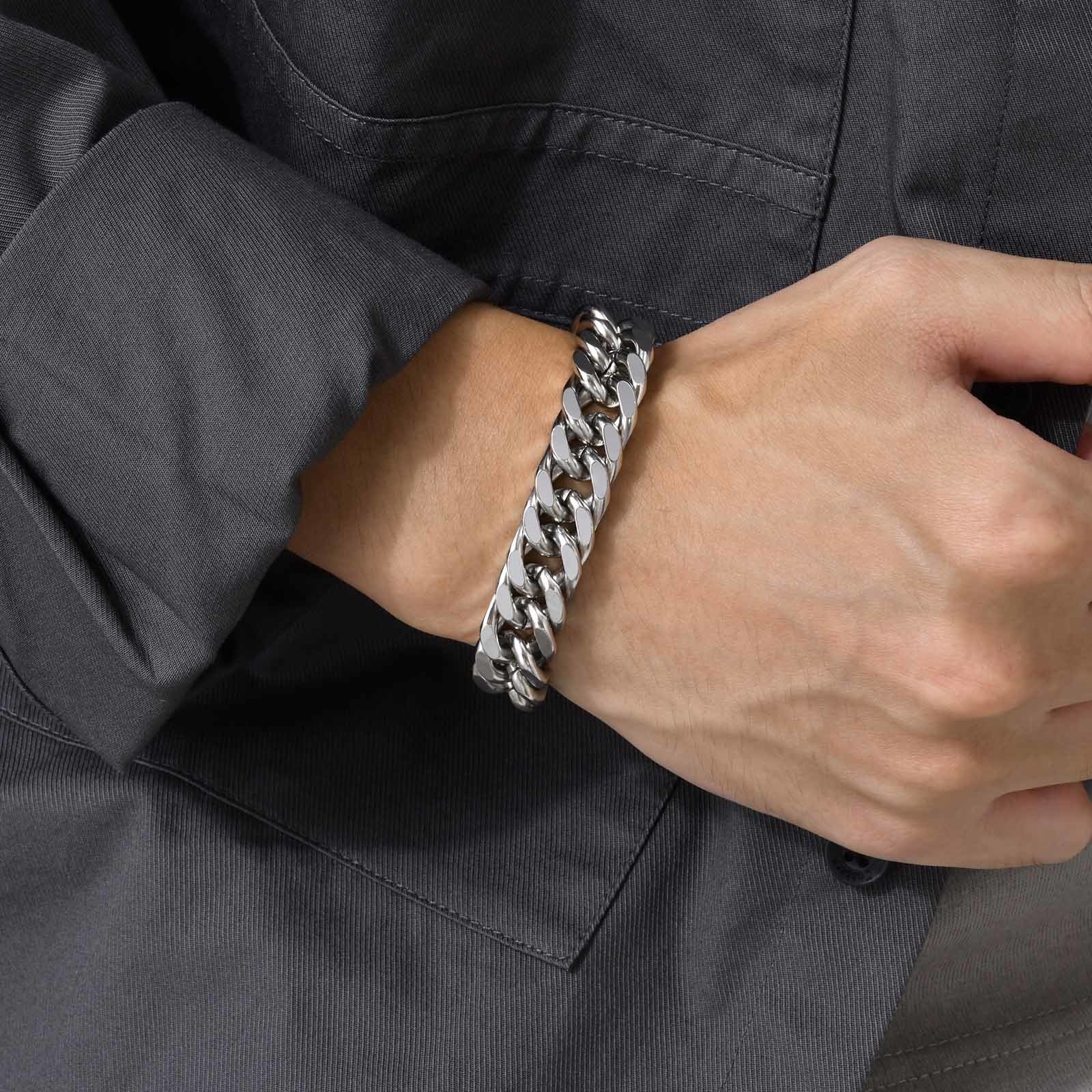 Men's Chunky 8/10/12/15MM Stai - Ceramic Link Bracelet 评论和价格