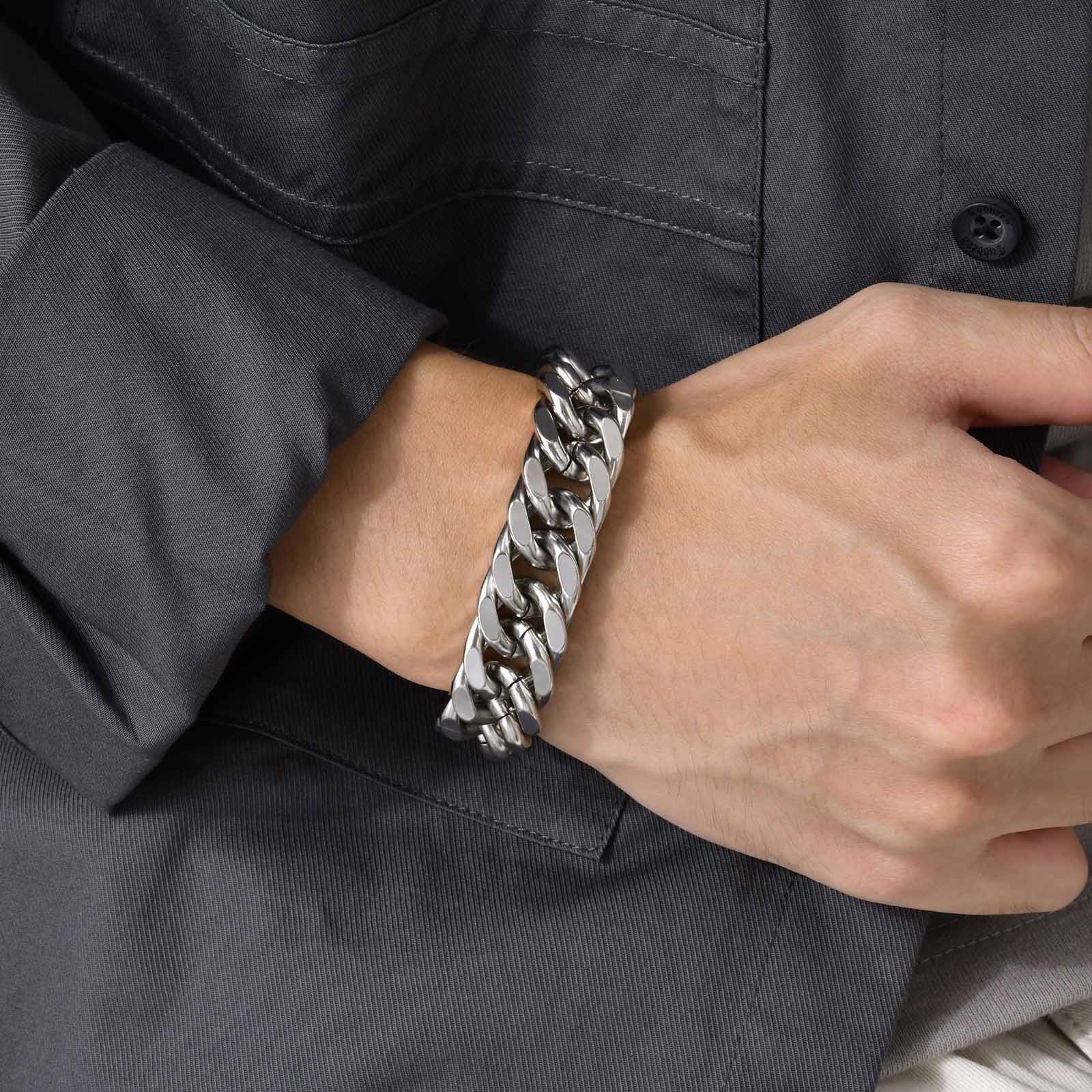 Men's Chunky 8/10/12/15MM Stai - Ceramic Link Bracelet 评论和价格