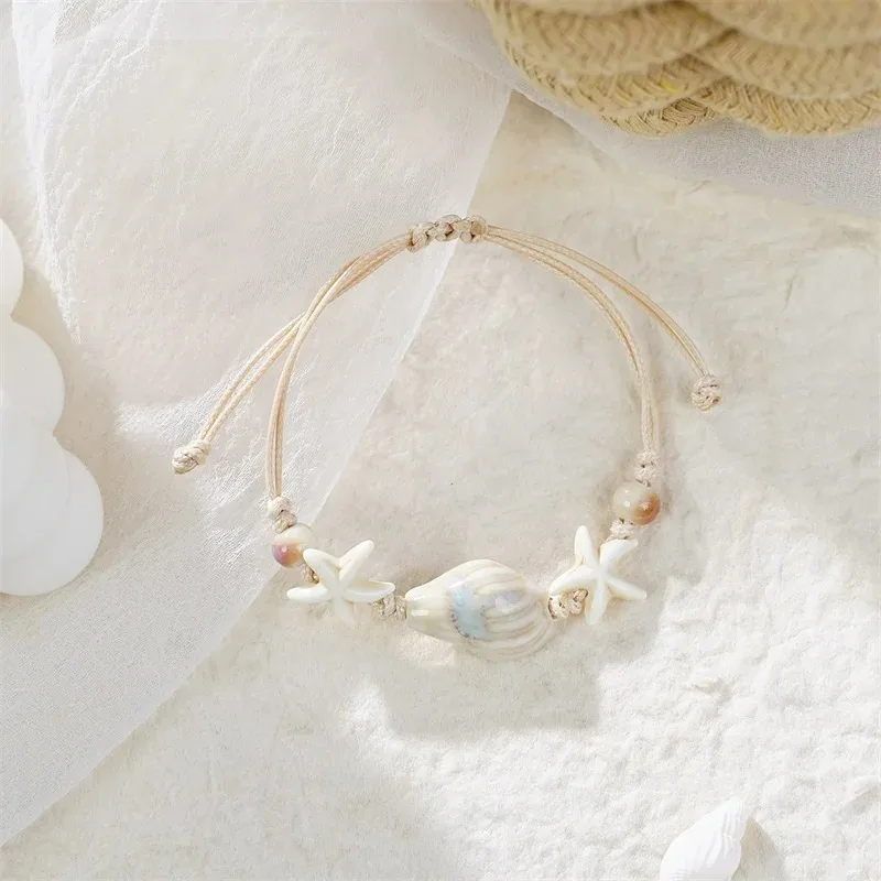 Bohemian Conch Starfish Shells - Ceramic Link Bracelet 评论和价格