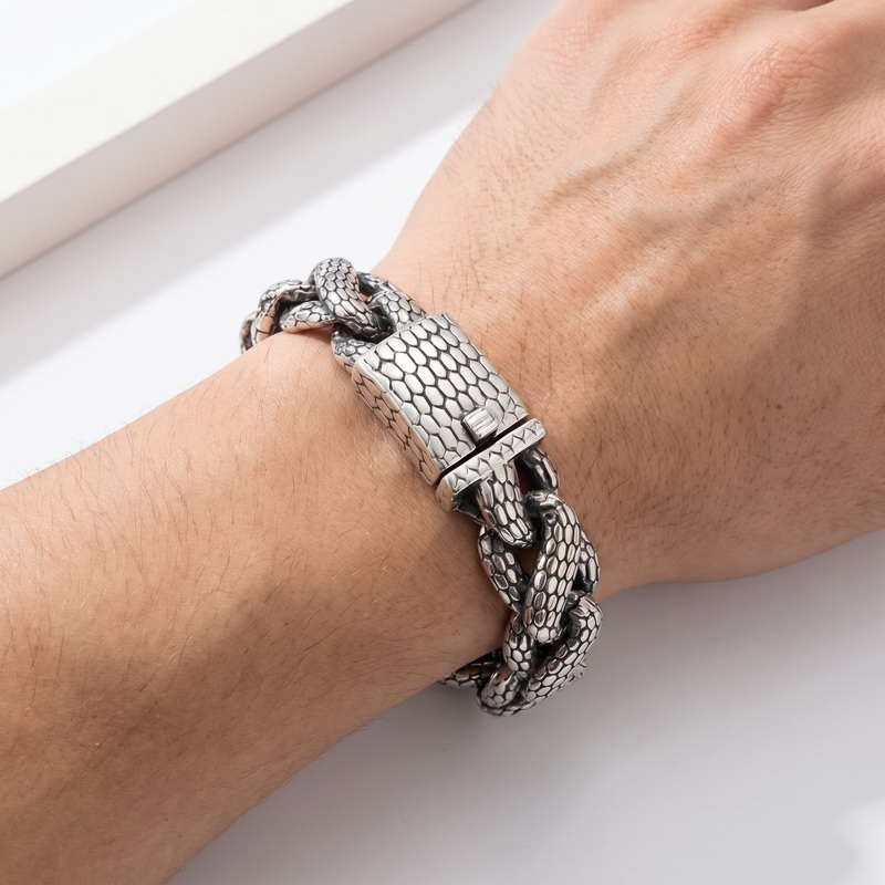 Kalen Snake Skin Cuban Link Me - Ceramic Link Bracelet 评论和价格